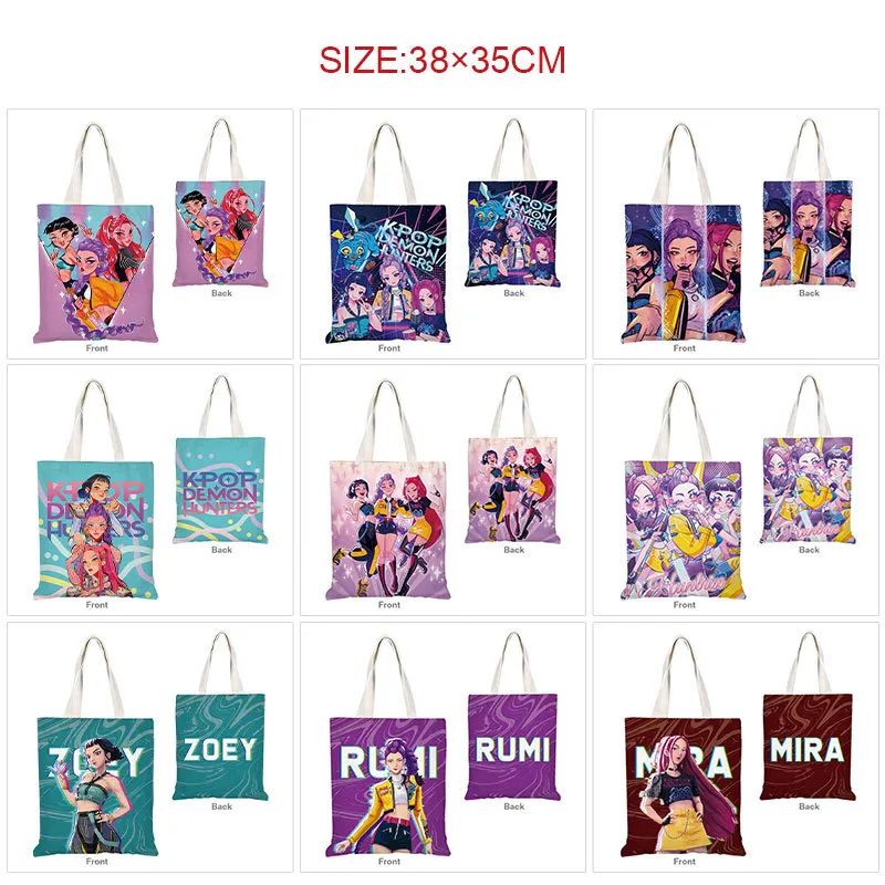 K-POP Inspired Full Color Canvas Tote Bag – Multi-Functional Shoulder Bag with Handles, Large Capacity Shopping Tote & Bookbag for Students, Fans & Daily Use